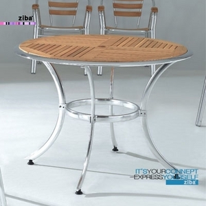 (티크원목+알루미늄) ZT_420N 테이블 [은색]